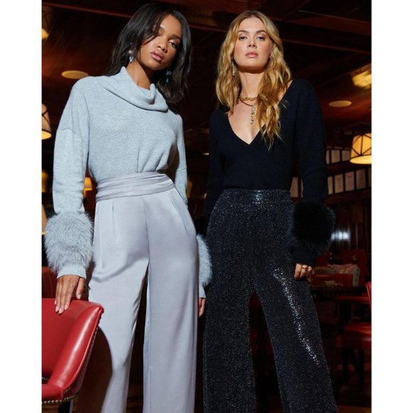 Ramy Brook New York Gavin Metallic Wide-Leg Pant Black Size 10 - Picture 4 of 8